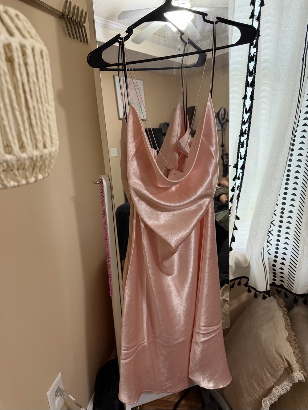 Double Zero Blush Pink Satin Backless Slip Dress